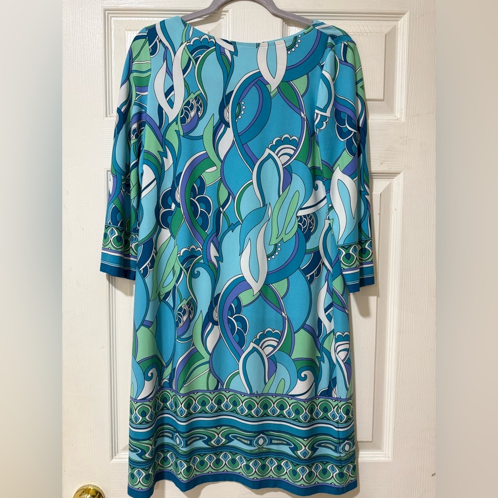 Vibrant Blue and Green Patterned Dress